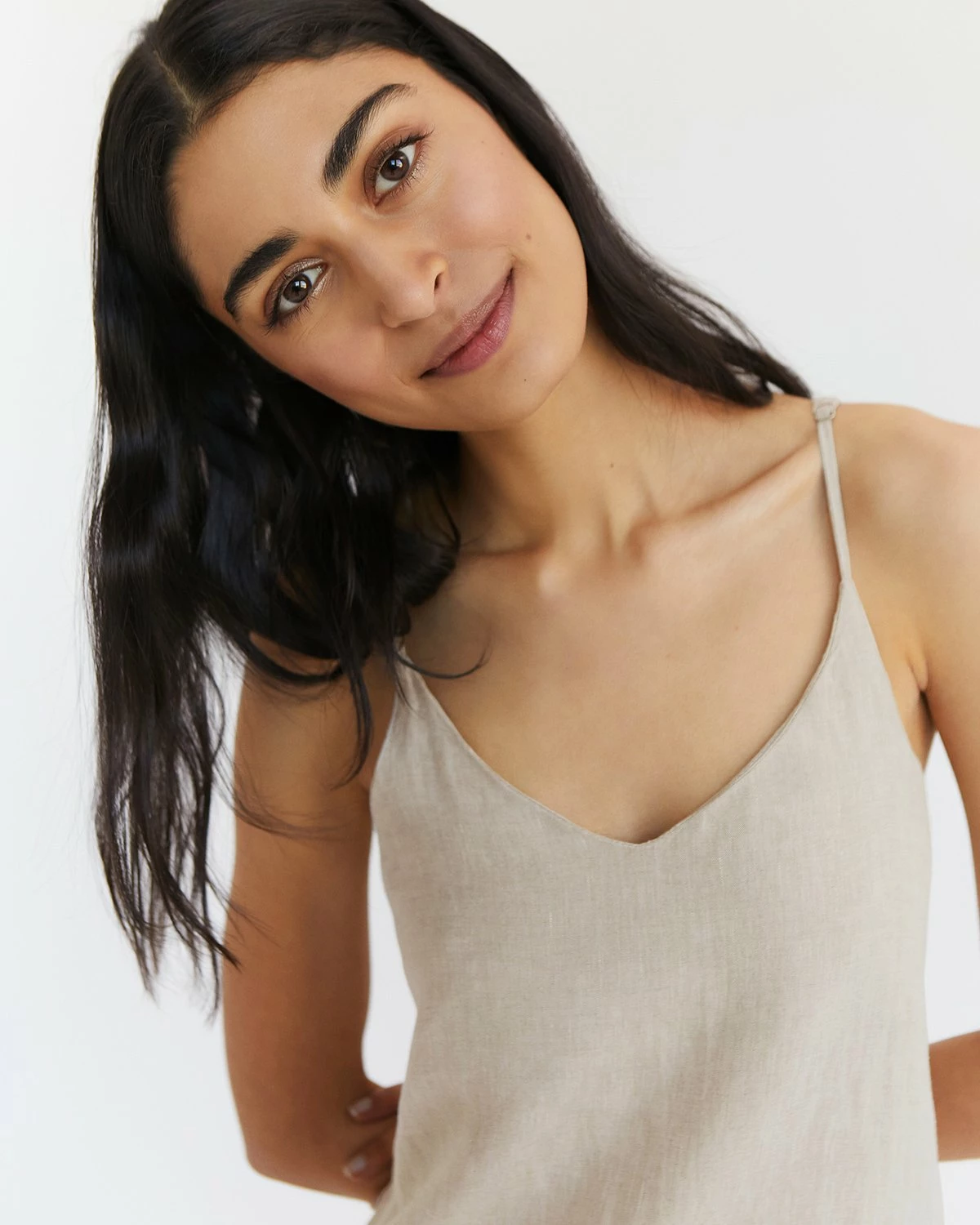 Oatmeal 100% French Flax Linen Midi Dress 4 Oatmeal 100% French Flax Linen Midi Dress - Image 4