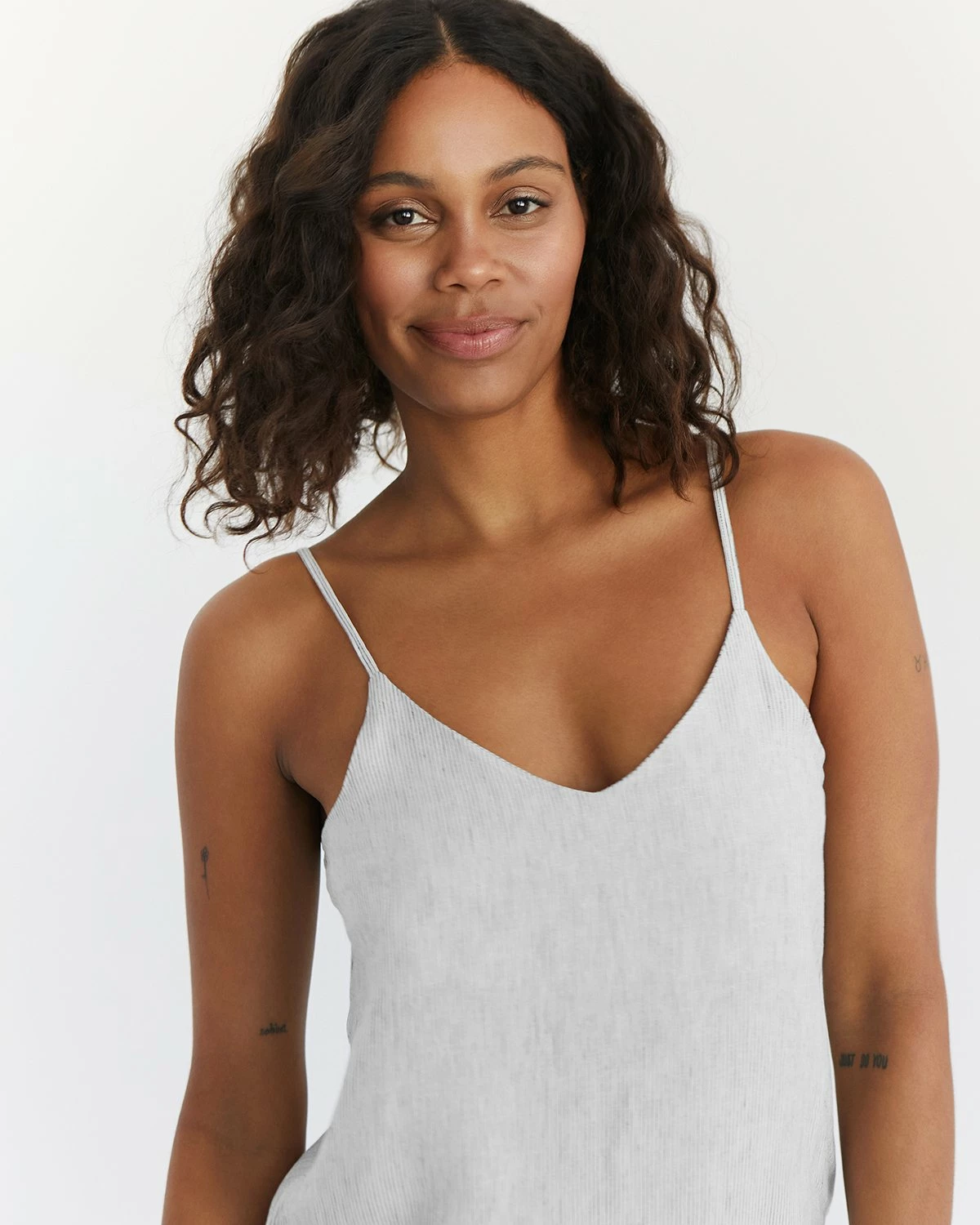 Pinstripe 100% French Flax Linen Midi Dress 2 Pinstripe 100% French Flax Linen Midi Dress - Image 2