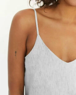 Pinstripe 100% French Flax Linen Midi Dress 7 Pinstripe 100% French Flax Linen Midi Dress -Bed Linings Sales Store 21.05.28BedThreads1956 V01.01