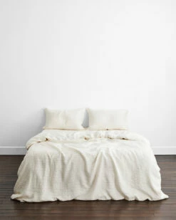 Rust Stripe 100% French Flax Linen Bedding Set