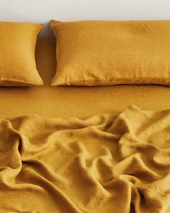 Turmeric 100% French Flax Linen Bedding Set -Bed Linings Sales Store BEDDINGSET02 f5936b43 586e 494c 8dd1 216f826db1f8