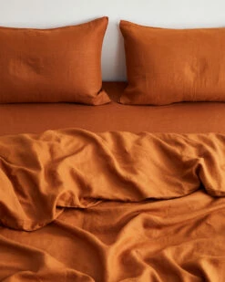 Rust 100% French Flax Linen Bedding Set -Bed Linings Sales Store BEDDINGSET02 fc9c6051 f894 4e6b a0ea a7a59b7e8e61