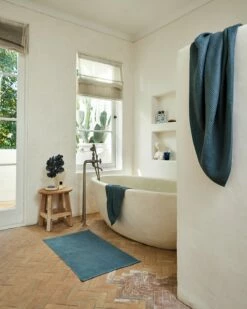 Petrol 100% French Flax Linen Bath Mat