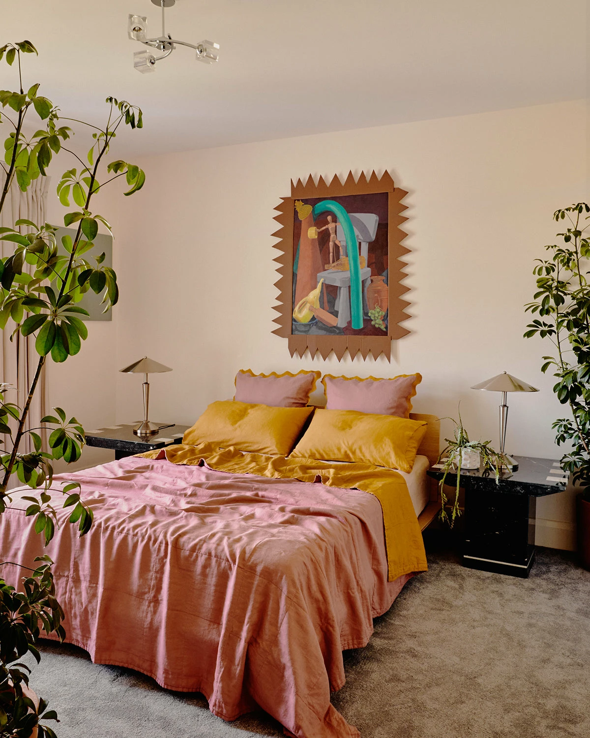 Pink Clay & Turmeric 100% French Flax Linen Scalloped European Pillowcases (Set Of Two) 4 Pink Clay & Turmeric 100% French Flax Linen Scalloped European Pillowcases (Set Of Two) - Image 4