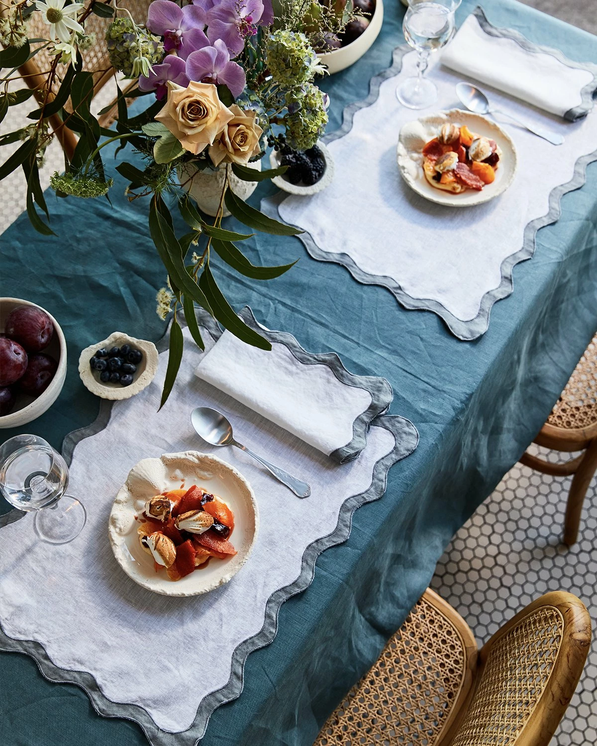 Petrol 100% French Flax Linen Tablecloth 3 Petrol 100% French Flax Linen Tablecloth - Image 3