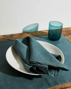 Petrol 100% French Flax Linen Napkins (Set Of Four)