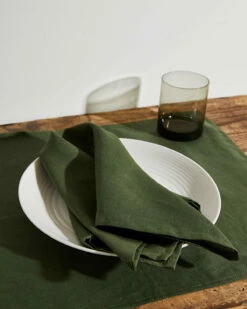 Olive 100% French Flax Linen Napkins (Set Of Four)