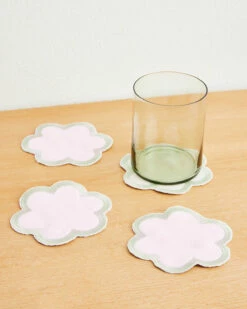 Rosewater & Sage 100% French Flax Linen Cloud Coasters (Set Of Four)