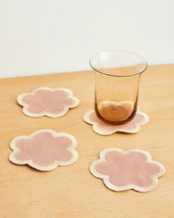 Terracotta & Limoncello 100% French Flax Linen Cloud Coasters (Set Of Four)