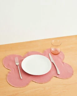 Pink Clay & Hazelnut 100% French Flax Linen Cloud Placemats (Set Of Four)