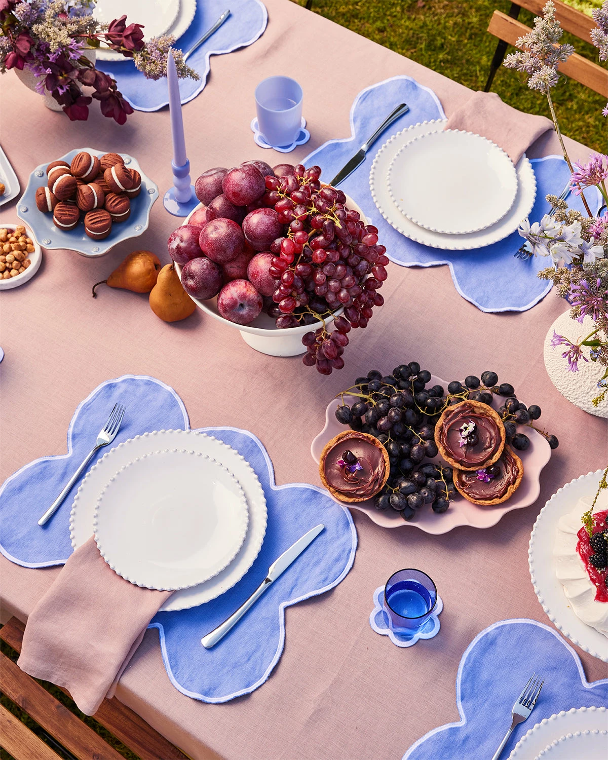 Wildflower & White 100% French Flax Linen Cloud Coasters (Set Of Four) 2 Wildflower & White 100% French Flax Linen Cloud Coasters (Set Of Four) - Image 2