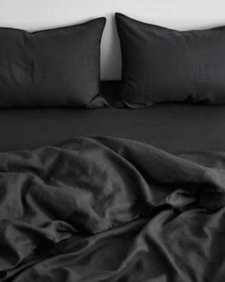 Charcoal 100% French Flax Linen Duvet Cover 7 Charcoal 100% French Flax Linen Duvet Cover -Bed Linings Sales Store DUVET03