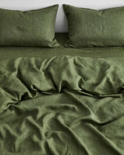 Olive Stripe 100% French Flax Linen Duvet Cover -Bed Linings Sales Store DUVET03 e8c223ba 1bde 436c bfe8 149ba54e5b29