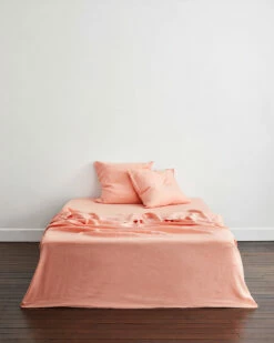 Peach 100% French Flax Linen European Pillowcases (Set Of Two) -Bed Linings Sales Store EURO03 5fdd6f7e b575 40a9 9511 acbcc3ba0dfc