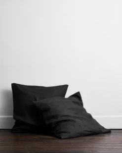 Charcoal 100% French Flax Linen European Pillowcases (Set Of Two)