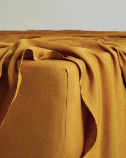 Turmeric 100% French Flax Linen Fitted Sheet