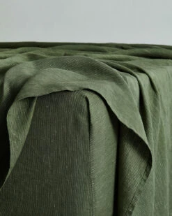 Olive Stripe 100% French Flax Linen Fitted Sheet