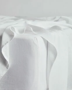 White 100% French Flax Linen Fitted Sheet