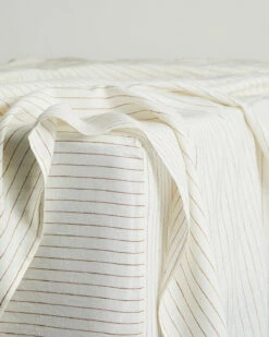 Rust Stripe 100% French Flax Linen Fitted Sheet