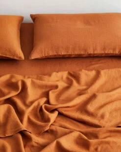 Rust 100% French Flax Linen Fitted Sheet -Bed Linings Sales Store FITTEDSHEET02 03195389 6c06 4d80 9ead d039ce924c68
