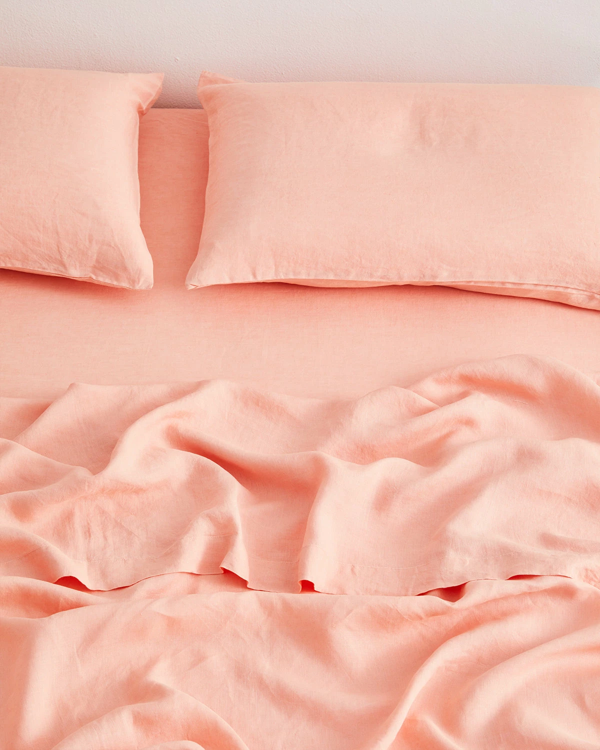 Peach 100% French Flax Linen Fitted Sheet 3 Peach 100% French Flax Linen Fitted Sheet - Image 3