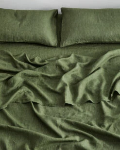 Olive Stripe 100% French Flax Linen Fitted Sheet -Bed Linings Sales Store FITTEDSHEET02 76cf8ca9 5643 4988 9931 4019394c7273