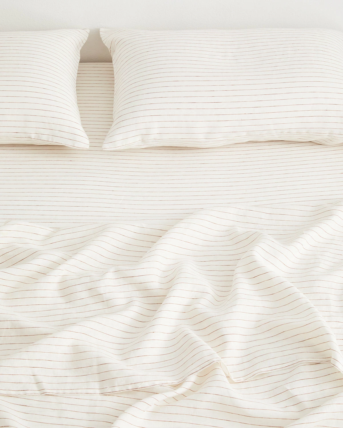 Rust Stripe 100% French Flax Linen Fitted Sheet 3 Rust Stripe 100% French Flax Linen Fitted Sheet - Image 3