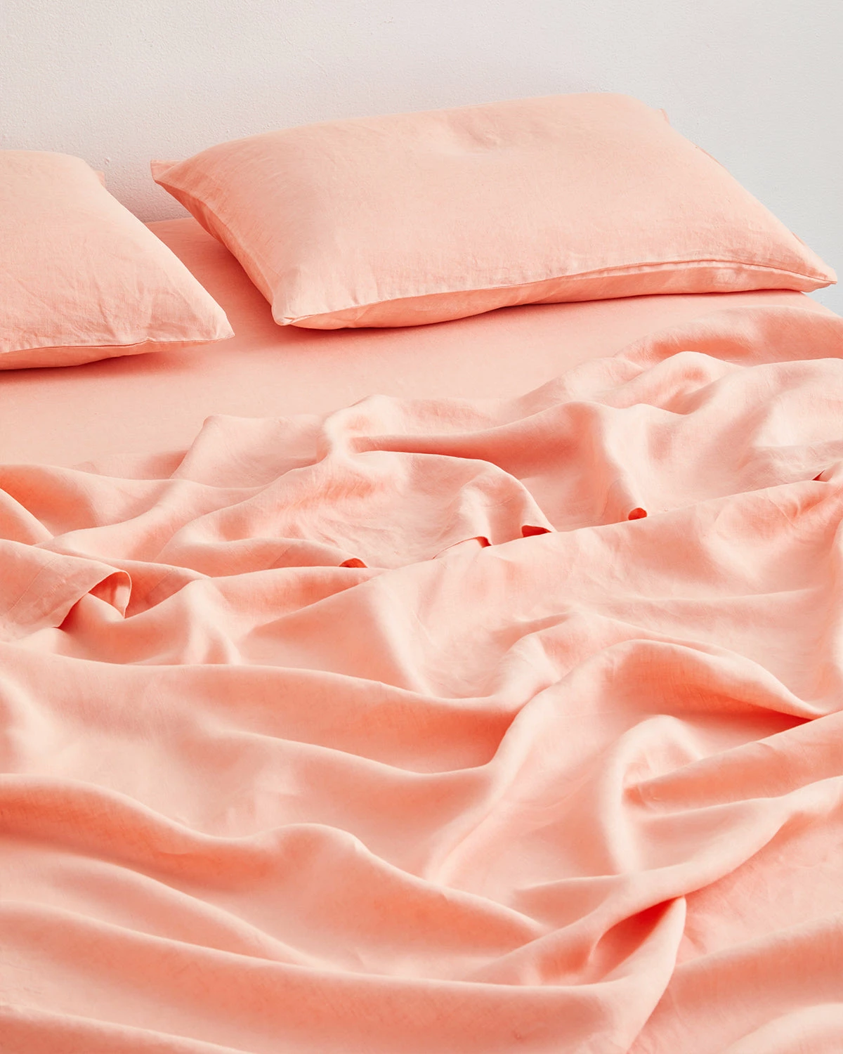 Peach 100% French Flax Linen Fitted Sheet 2 Peach 100% French Flax Linen Fitted Sheet - Image 2