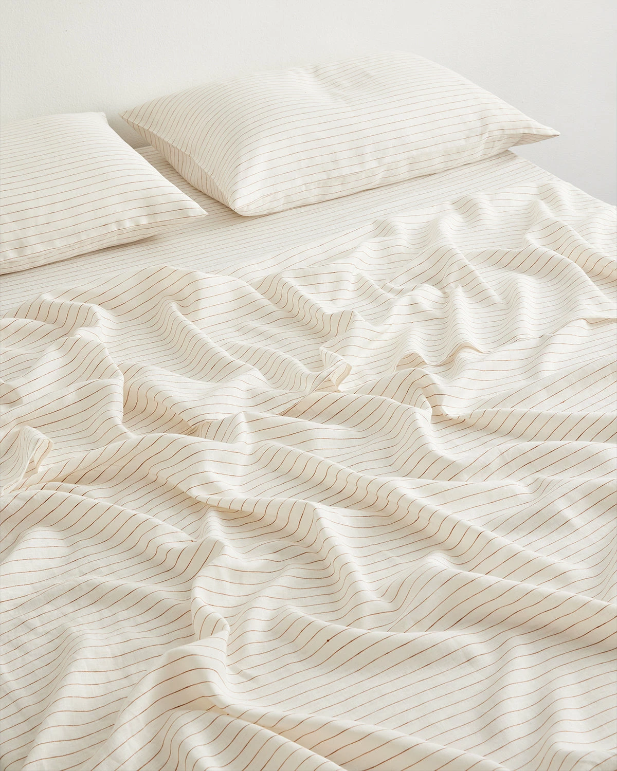 Rust Stripe 100% French Flax Linen Fitted Sheet 2 Rust Stripe 100% French Flax Linen Fitted Sheet - Image 2