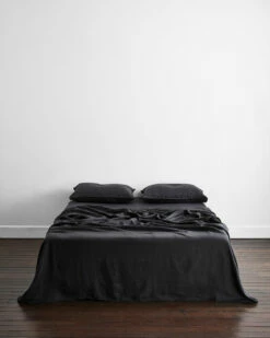 Charcoal 100% French Flax Linen Flat Sheet
