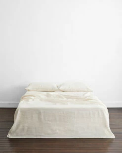 Rust Stripe 100% French Flax Linen Flat Sheet
