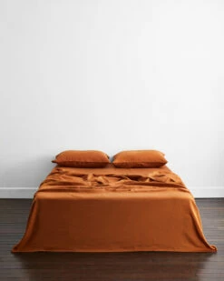 Rust 100% French Flax Linen Flat Sheet