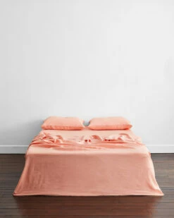 Peach 100% French Flax Linen Flat Sheet