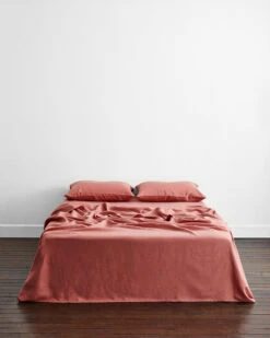 Pink Clay 100% French Flax Linen Flat Sheet