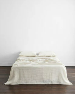 Stripe 100% French Flax Linen Flat Sheet