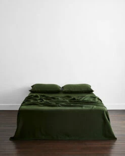 Olive 100% French Flax Linen Flat Sheet