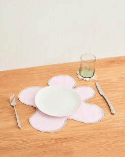 Rosewater & Sage 100% French Flax Linen Flower Placemats (Set Of Four)