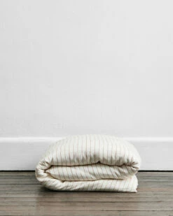 Rust Stripe 100% French Flax Linen Duvet Cover