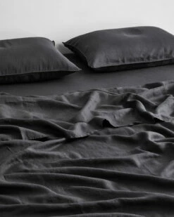 Charcoal 100% Flax Linen Sheet Set -Bed Linings Sales Store SHEETSET03