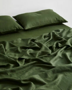 Olive 100% Flax Linen Sheet Set -Bed Linings Sales Store SHEETSET03 4f938758 aab6 42ed a60c 19d0d52a60f2