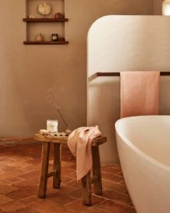 Terracotta 100% French Flax Linen Waffle Hand And Face Towel -Bed Linings Sales Store TERRA HAND