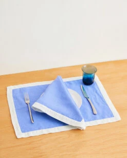 Wildflower & White 100% French Flax Linen Trim Napkins (Set Of Four)