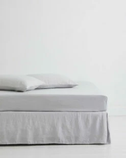 Fog 100% French Flax Linen Valance -Bed Linings Sales Store VALANCEFOG 01