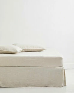 Oatmeal 100% French Flax Linen Valance -Bed Linings Sales Store VALANCEOATMEAL 01