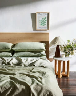 Sage & Olive Stripe 100% French Flax Linen Flat Sheet -Bed Linings Sales Store bs campaign 7fcef724 b332 4796 8bce 16135da4b92f