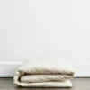 Oatmeal & White Stripe 100% French Flax Linen Duvet Cover
