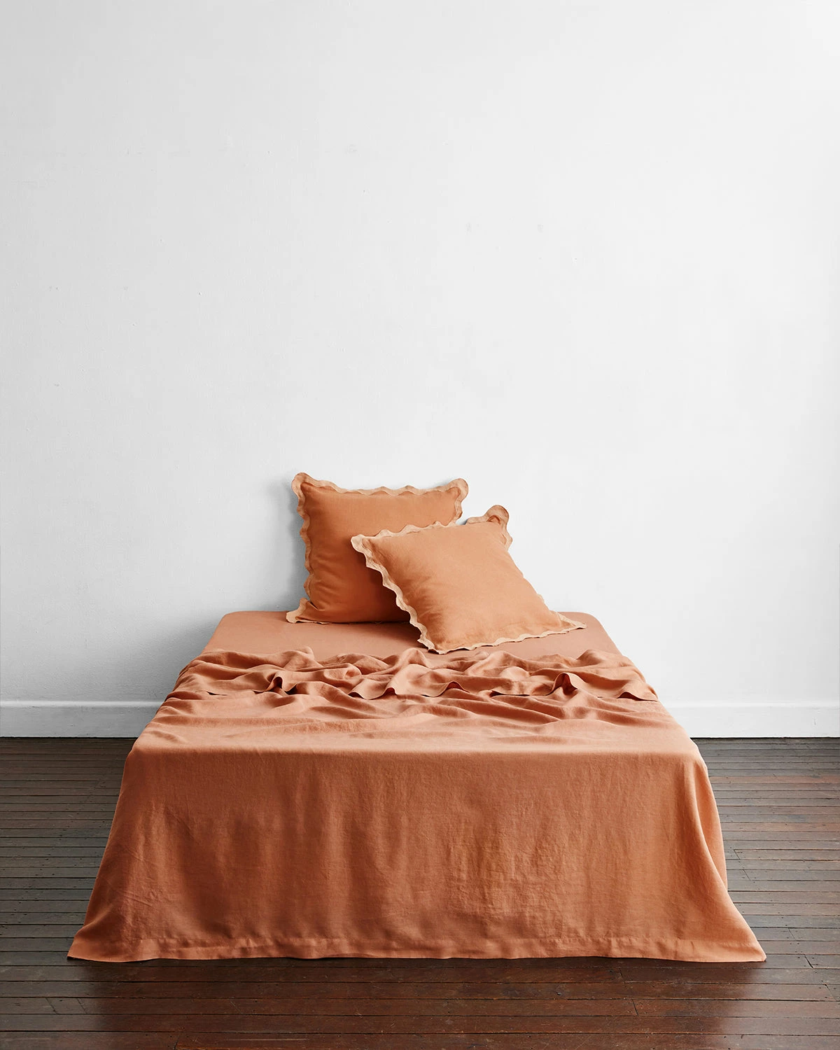 Hazelnut & Terracotta 100% French Flax Linen Scalloped European Pillowcases (Set Of Two) 3 Hazelnut & Terracotta 100% French Flax Linen Scalloped European Pillowcases (Set Of Two) - Image 3