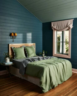 Pistachio & Mineral 100% French Flax Linen Scalloped European Pillowcases (Set Of Two) 7 Pistachio & Mineral 100% French Flax Linen Scalloped European Pillowcases (Set Of Two) -Bed Linings Sales Store euro9