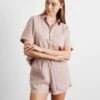 Lavender 100% French Flax Linen Short Sleeve Shirt