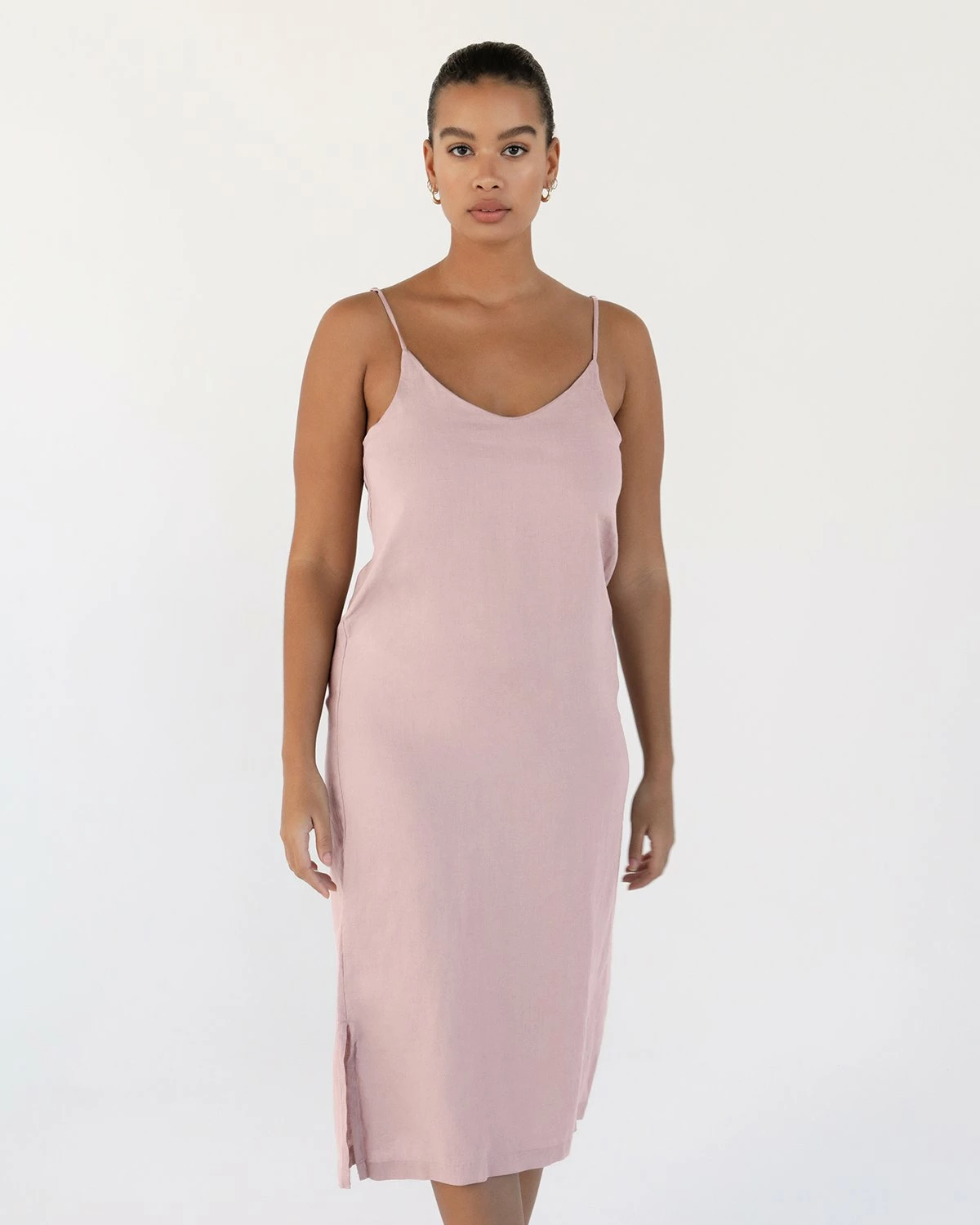 Lavender 100% French Flax Linen Midi Dress 2 Lavender 100% French Flax Linen Midi Dress - Image 2